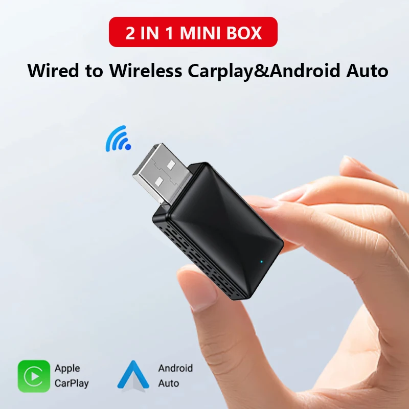 2 in 1 Box Wired to Wireless CarPlay&Android Auto 5GHz WiFi Bluetooth 5.0 Plug and Play with 99% of Cars Automatic connection