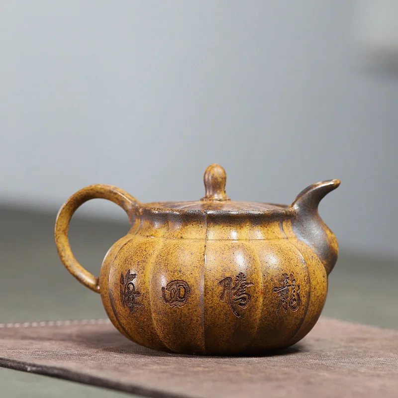 Authentic Yixing Original Ore Dragon Bone Gold Sand Purple Clay Teapot Handmade Lotus Realm Pot Special For Kung Fu Tea Set