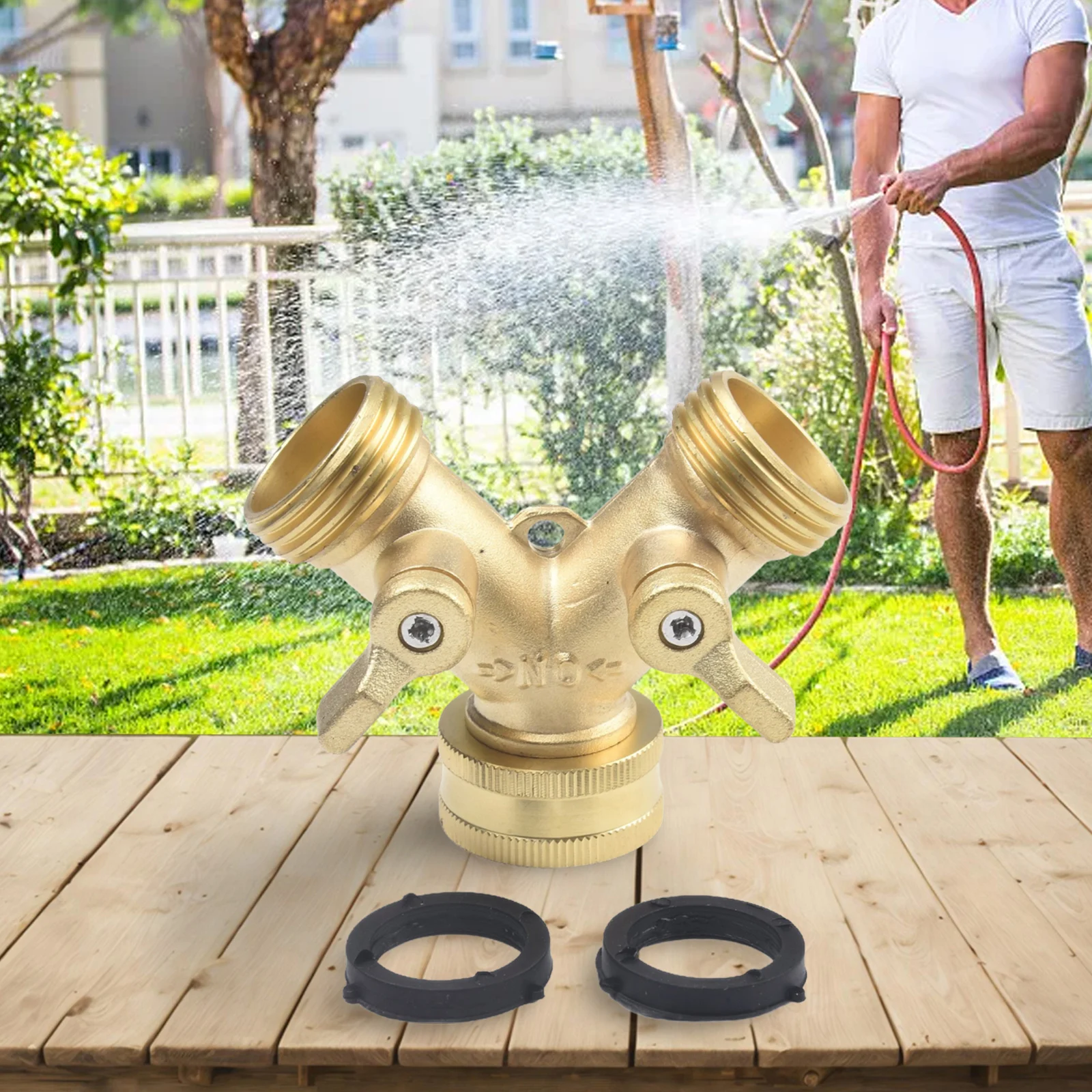 

3/4 Inch 2/4-Way Brass Garden Hose Splitter Garden Tap Y-Type Watering Connector Distributor For Outdoor Faucet