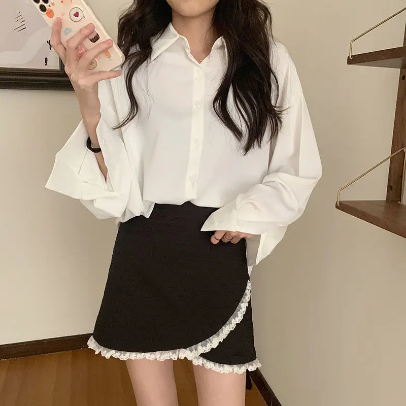 

Long Sleeve Shirts Womens Cotton Oversized Relaxed Fit Feminine Youthful Preppy Travel Minimalist Spring Casual Wear