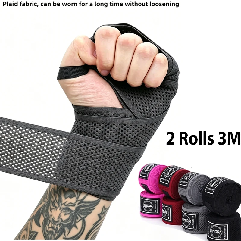 2 Rollos de Vendas de Malla 3M para Boxeo, Correa Deportiva, Guantes de Sanda, Kickboxing, MMA, Cinturón, Muñequeras, Guantes de Entrenamiento de Muay Thai