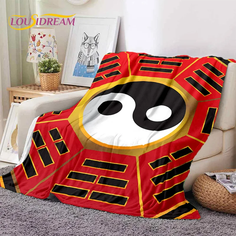 Customize Nature Yin Yang Chinese Tai Chi Bagua Soft Flannel Blankets,Throw Blanket Comfortable Blanket for Picnic Beds Home Bed