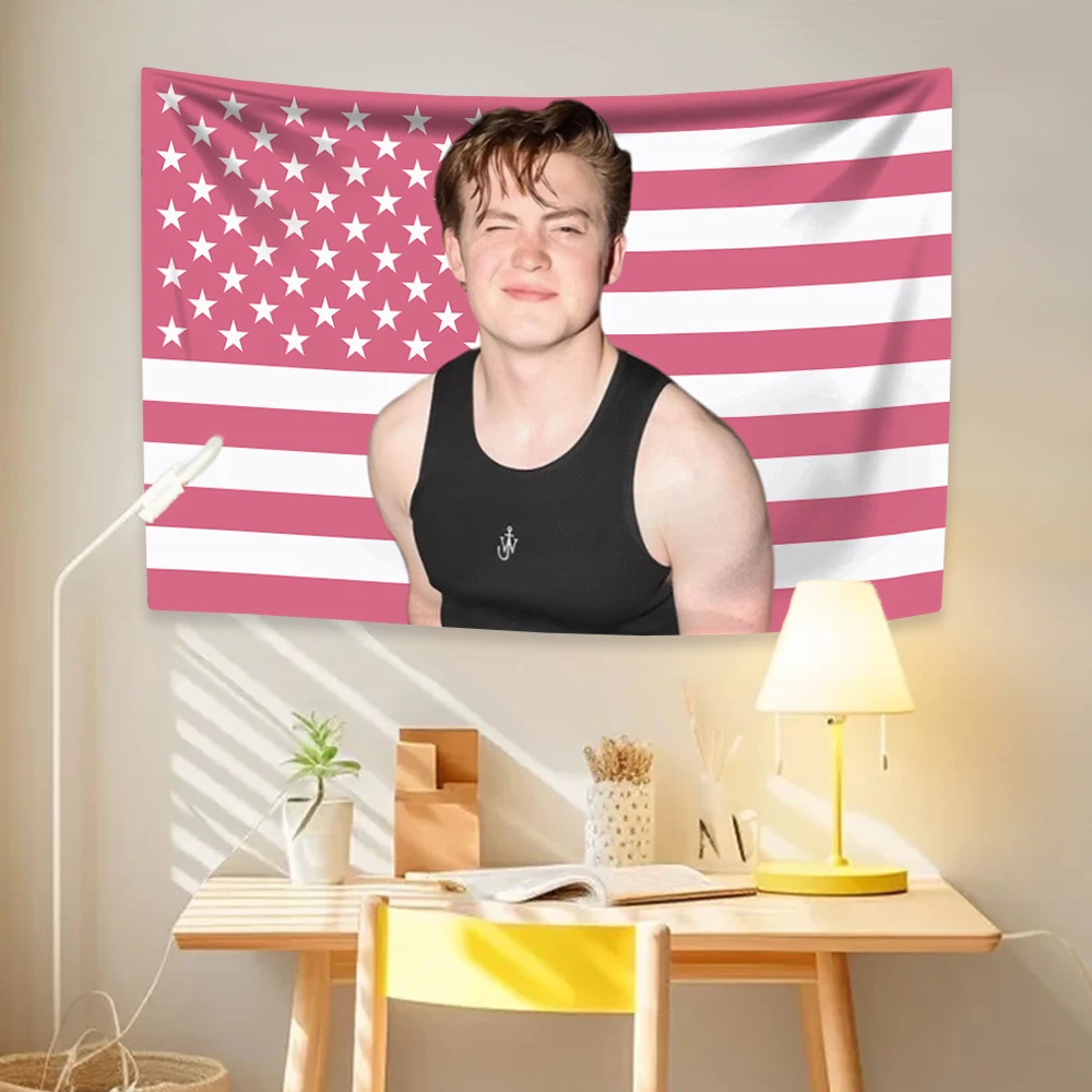 Kit Connors Tapestry American Flag Famous Actor Home Decor Wall Hanging Covering Cloth Bedroom Dorm Background Fans Gift