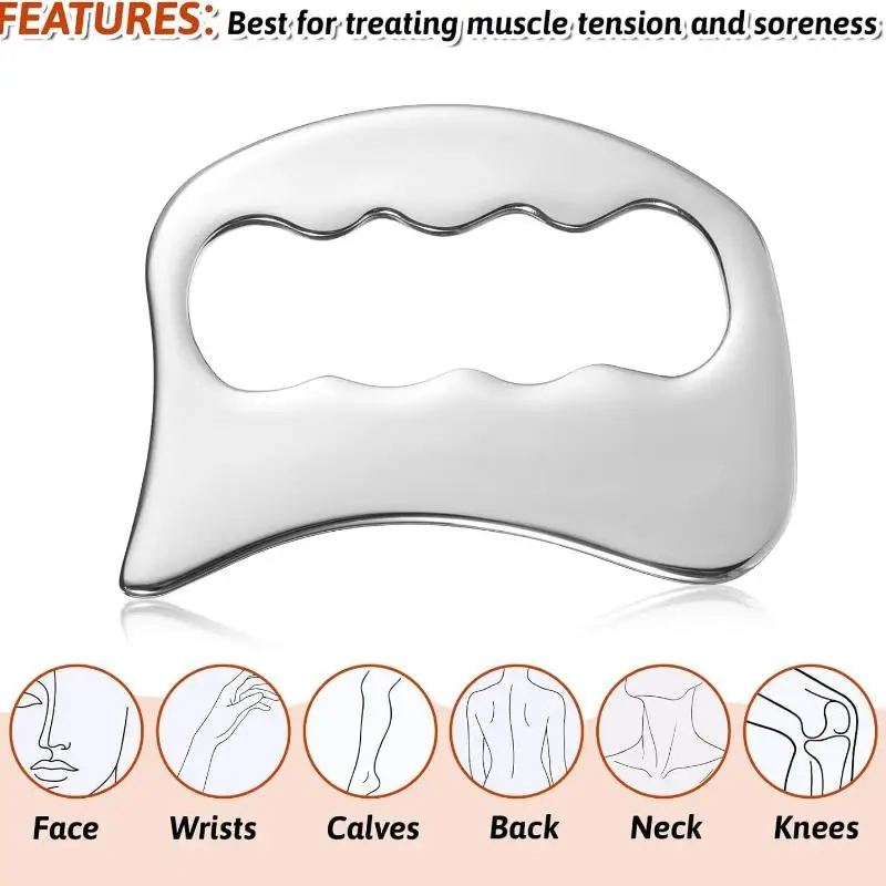 Stainless Steel Gua Sha Massage Tool Ergonomic Scraping Massager For Muscle Relief And Body Therapy