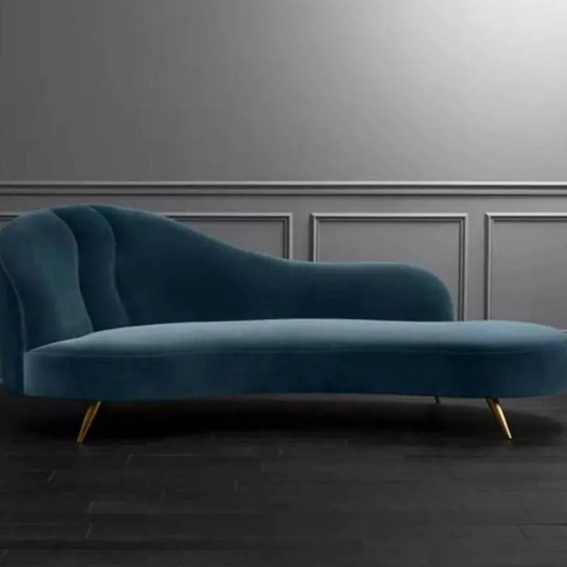 American light luxury bedroom chaise longue, modern velvet fabric beauty couch, balcony curved lazy recliner