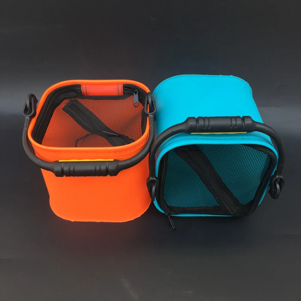 

Fishing Bucket Eva Lightweight Waterproof Portable Folding Live Fish Container Zipper Anti-Slip Rope Multifunction Water Sink