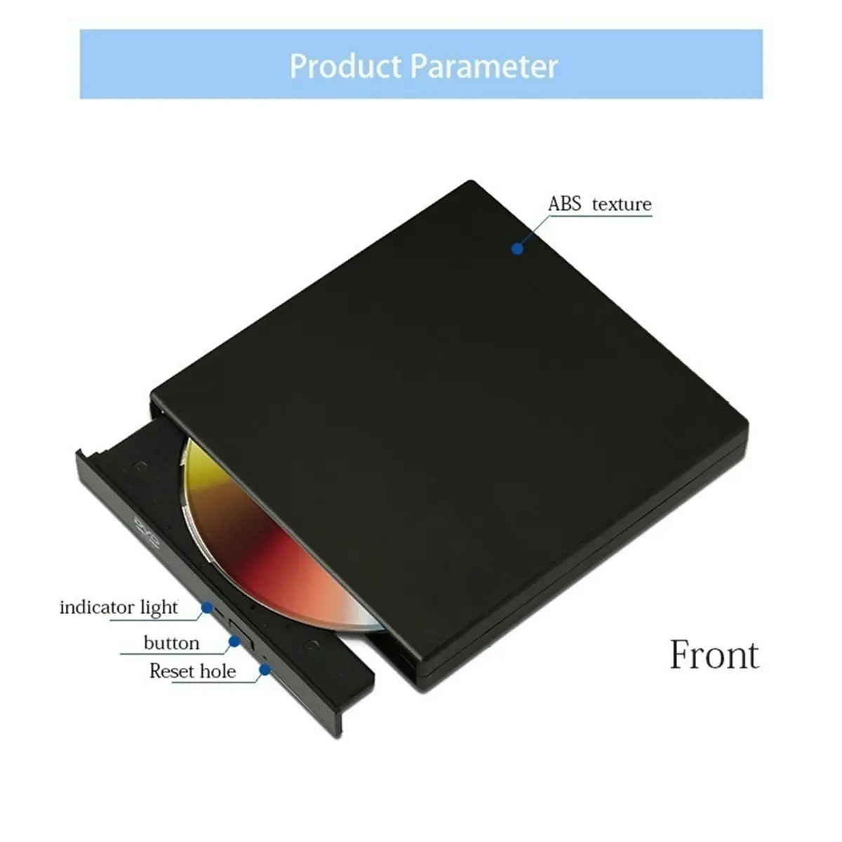 USB 2.0 External CD DVD-RW Drive, Plug-and-Play Portable Optical Disc Reader Writer Burner