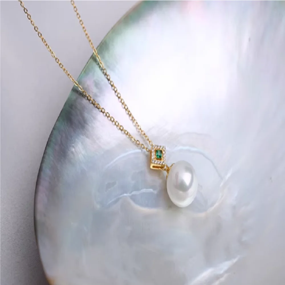 Stunning and beautiful South  Sea round pearl AAA11-12mm pearl pendant 925S 18 inch necklace