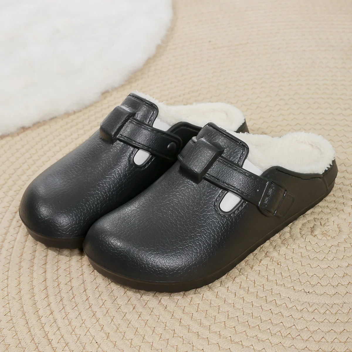 

Мужские хлопковые тапочки, зимние теплые плюшевые сабо для мужчин, повседневные домашние шлепанцы, противоскользящая износостойкая уличная садовая обувь для мужчин