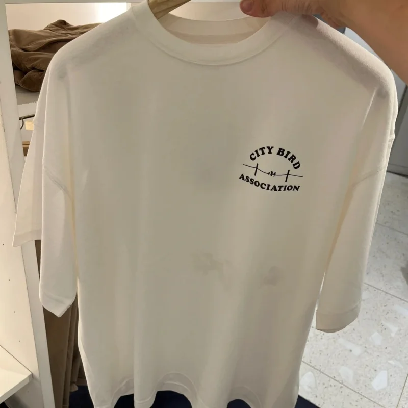 Casual Street Couple Cotton Beams Tshirts Weaving Red Rope Cartoon Duck Print Tops Breathable Round Neck Short Sleeve Men Women