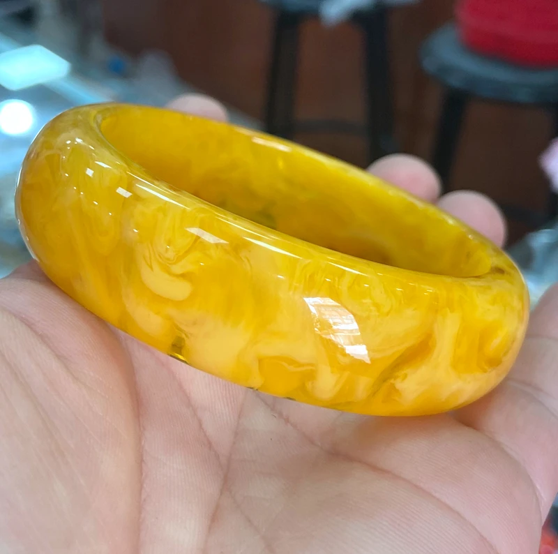 56-65mm %100 Certified Natural Mexico yellow Amber beeswax Bracelet