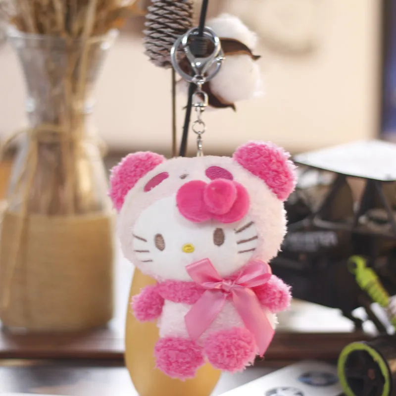12cm Sanrio Kawaii Hello Kitty Kuromi muñeco de peluche juguetes colgante lindo llavero de felpa bolsa colgante regalos de navidad