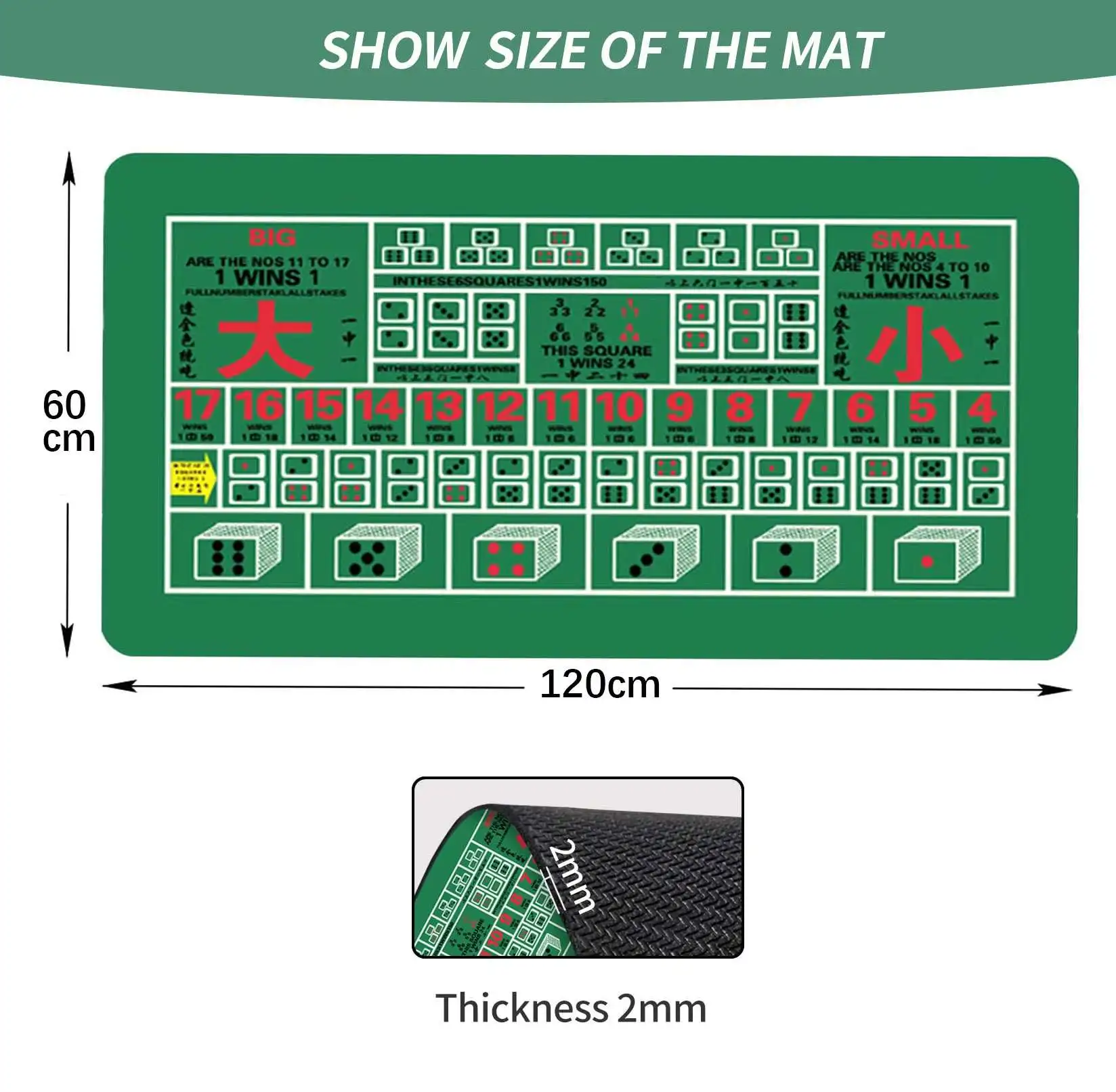 Poker Top Mat Portable Rubber Foam Poker Table Top Players Game Layout Mat Foam Table Top for Poker Games Casino Blackjack