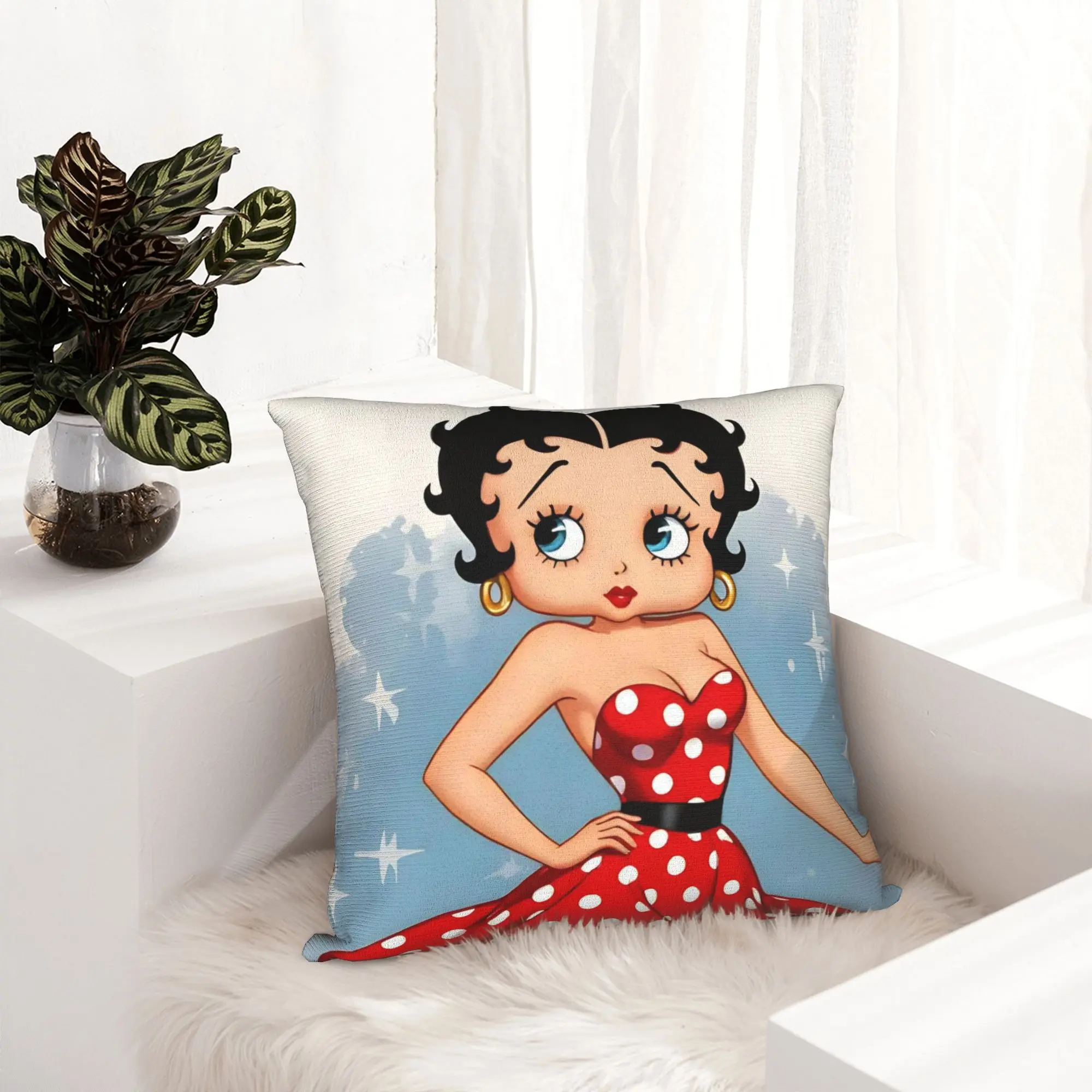Anime B-Betty BoopS Pillowcase Printed Polyester Cushion Cover Decorative Cartoon Pillow Case Cover Bed Zipper 45X45cm