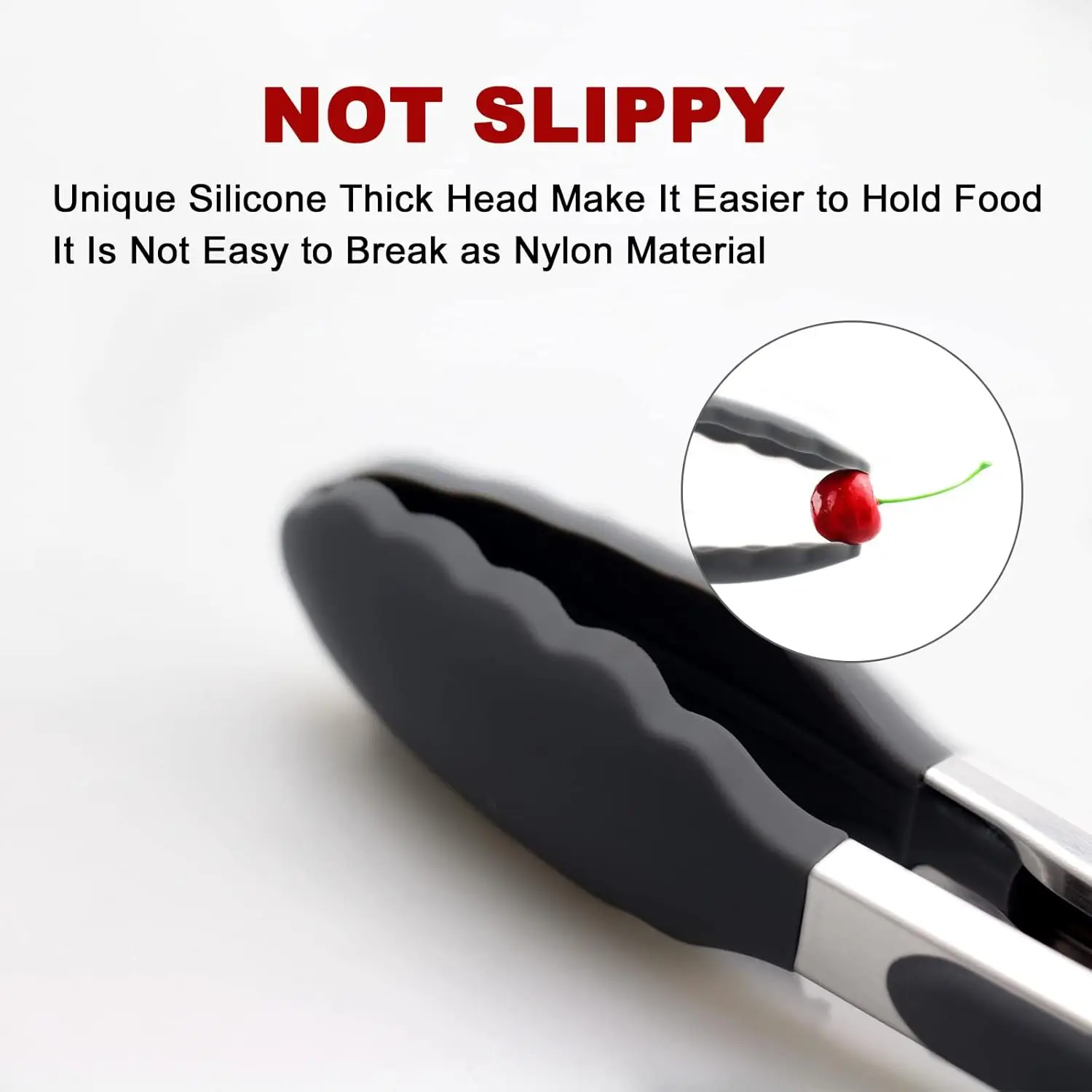 2 Pack Black Kitchen Tongs Premium Silicone Non-Stick Stainless Steel BBQ Cooking Grilling Locking Food Tongs 9-Inch & 12-Inch