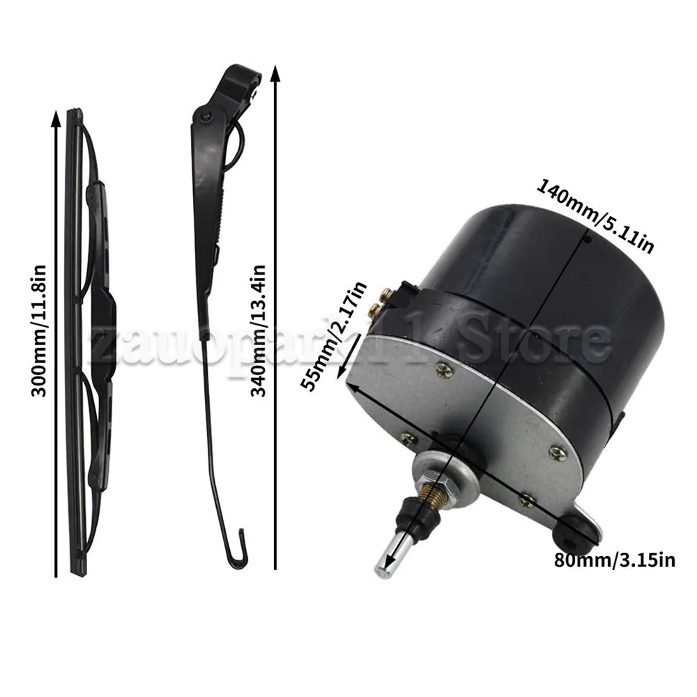 UNIVERSAL 12V Windscreen Wiper and Motor For Willis Jeep Tractor OEM: 01287358 7731000001 0390506510