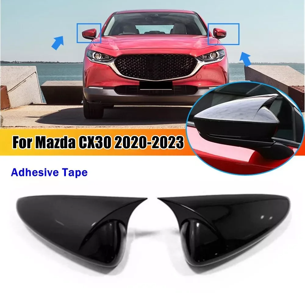 

Car Rearview Side Mirror Cover Wing Cap Sticker Exterior Door Rear View Case Trim Carbon Auto For Mazda CX30 CX-30 2020-2023