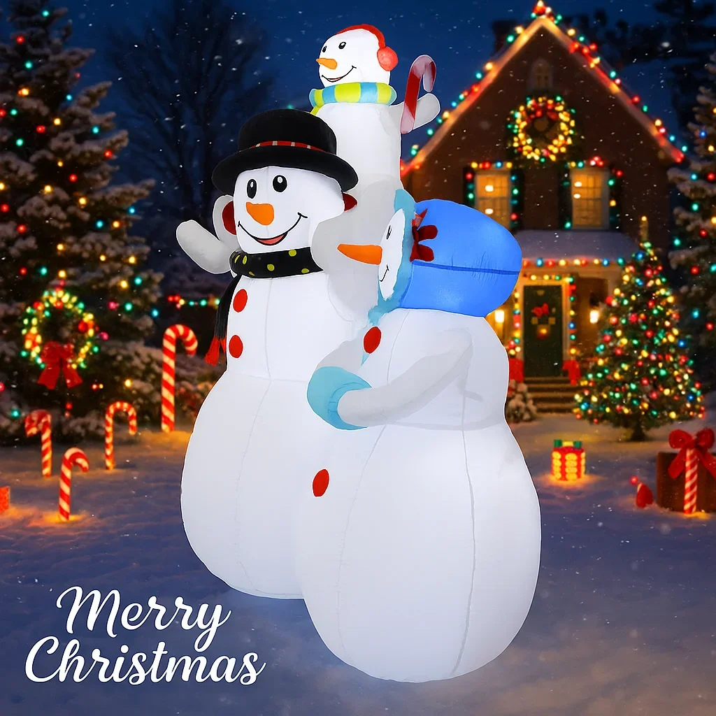 1.8m/6ft boneco de neve família ao ar livre decorações de casa de natal brinquedos infláveis com luzes led quintal enfeites de natal festa decoração diy