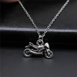 Simple Classic Fashion 14x21mm Antique Silver Color Motorcycle Pendant Girl Women Short Chain Necklaces Choker Necklace