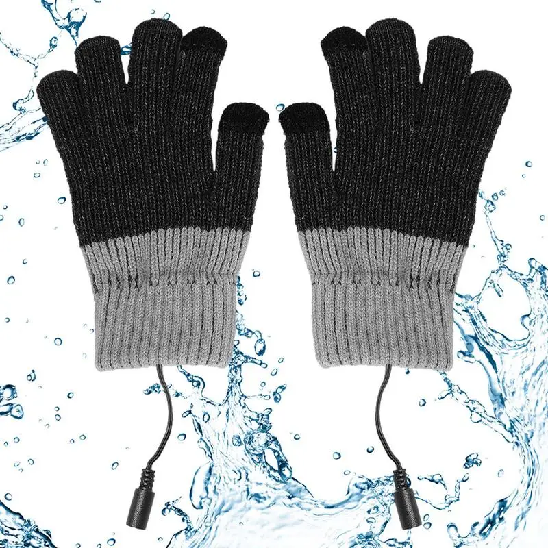 USB Heated Gloves Knitted Electric Hand Warmers Gloves Cold Weather Gear Cozy Hand Warming Mittens For Walking Jogging