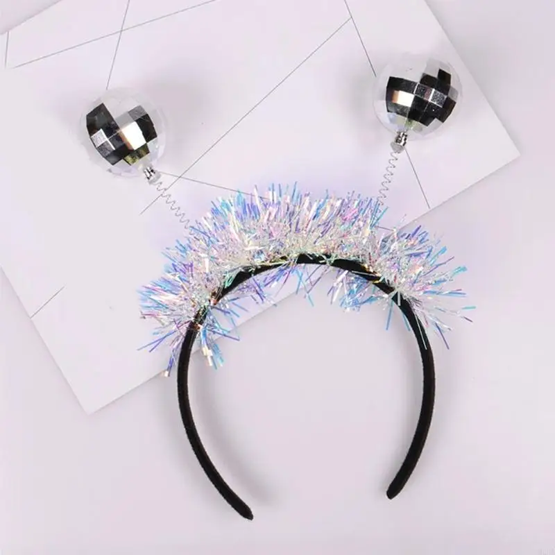 2026 New Glittering Disco Ball Hairhoop Hair Styling Accessory Headpiece Comfortable Hairband For Night Event Theme Parties
