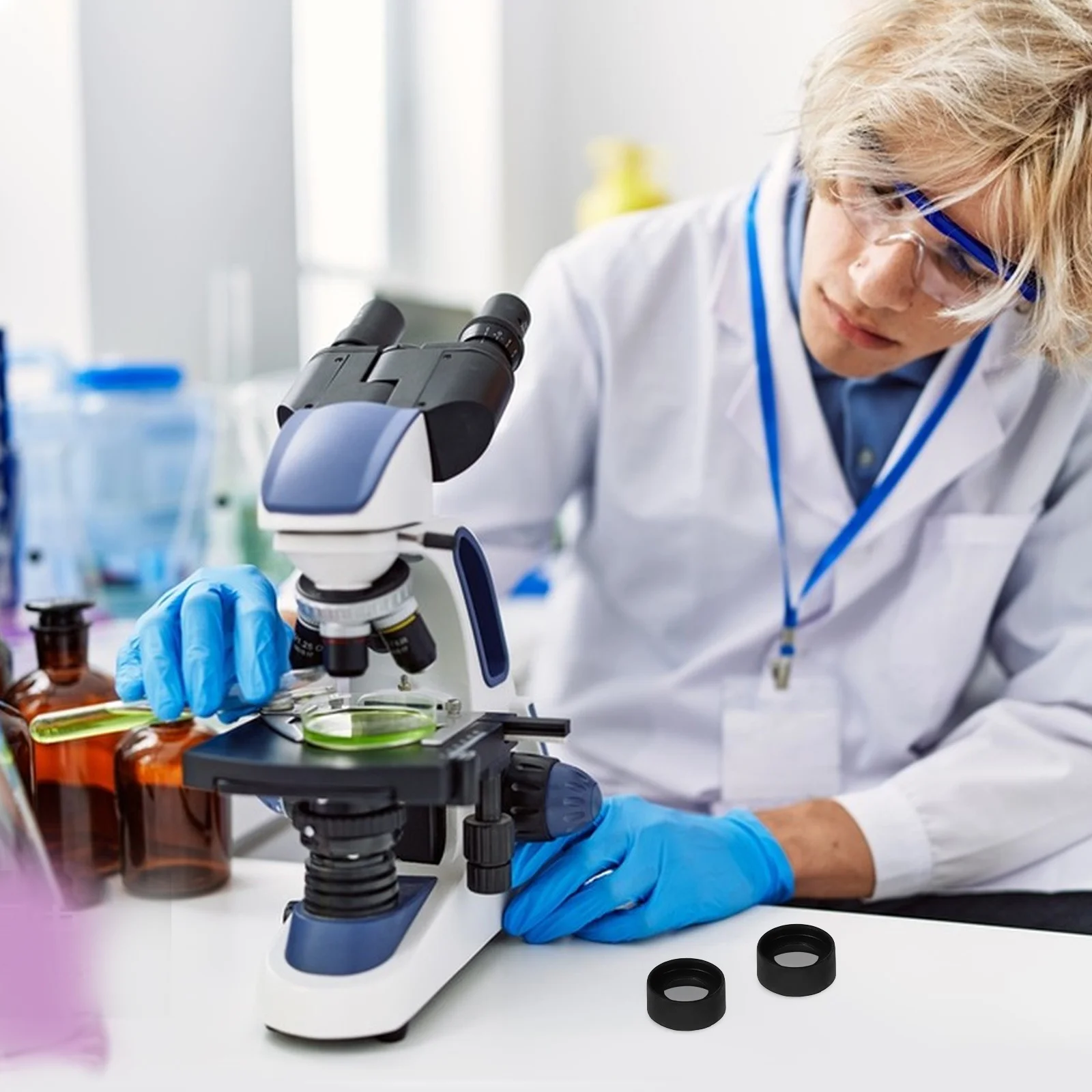 

2pcs Microscope Eyepiece Cover Rubber Replaceable Covers Reusable Eye Guards Cups For Microscopes Telescopes Lab Outdoor Use