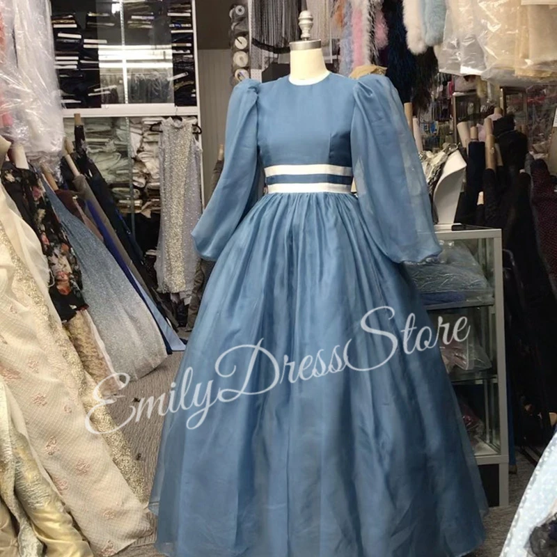 فستان فتاة الزهور باللون الأزرق الداكن مخصص لحفلات الزفاف من التول وحزام عالي الخصر للأطفال وحفلات أعياد الميلاد الأولى