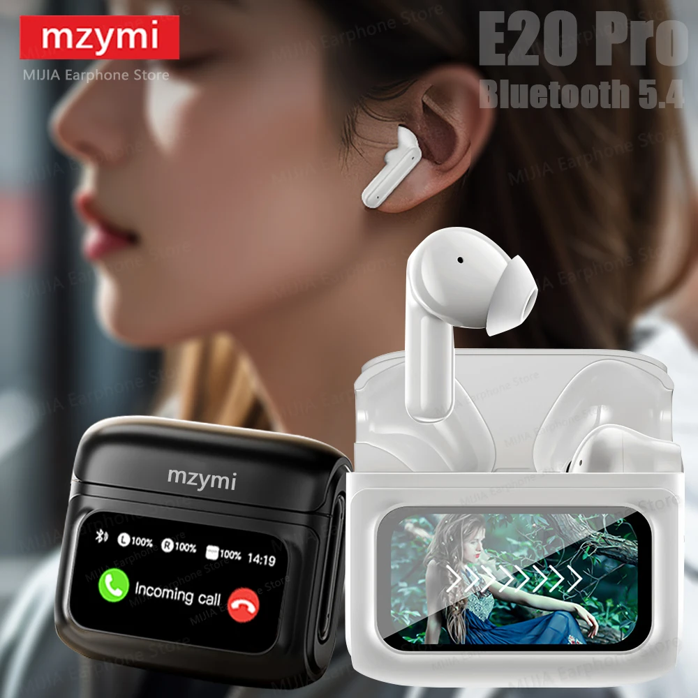 

mzymi Wireless Earphone E20 Pro ANC Bluetooth Touch Screen ENC Headphone HiFi Stereo Active Noise Cancelling Headset For XIAOMI