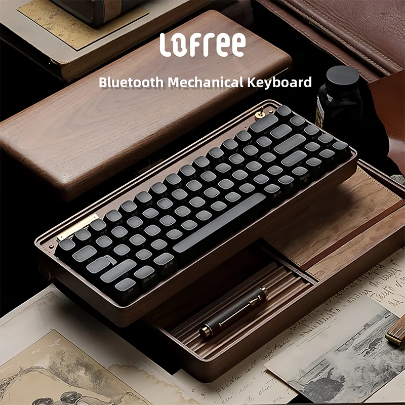 Lofree Bluetooth Mechanical Keyboard Combo Tri-Mode 2.4G Wireless Bluetooth Yellow Switch 68 Keys PBT Keycaps For Office Work