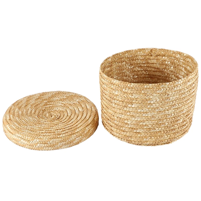 Promotion! Wheat Straw Woven Storage Basket Storage Basket Innovative Basket Rustic Natural Brown Finish Storage Decorative Bask