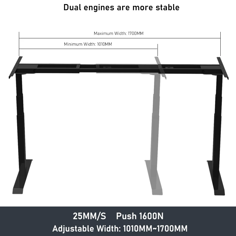 Smart Electric Standing Desk 610mm~1160mm Adjustable Height and Width Lifting Frame 160kg Load APP Controll Office Table Bracket