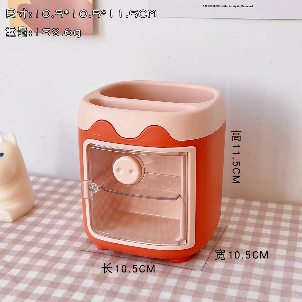 Creative Pen Holder Cartoon Cute Multi grid Pig Pen Holder Student Office Stationery Pig Nose Pen Holder Drawer Pen Holder