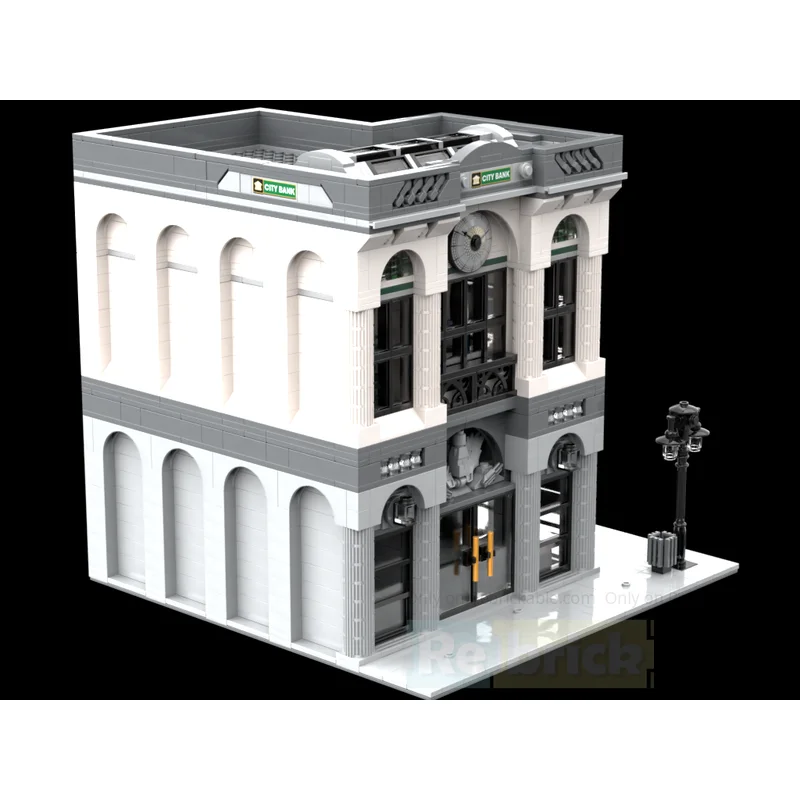 City Street View Moc Mattoni da costruzione Banca cittadina moderna ​ ​ ​ ​ ​ ​ ​ Modello Tecnologia Blocco modulare Giocattolo Assemblaggio fai-da-te Set natalizio Regali