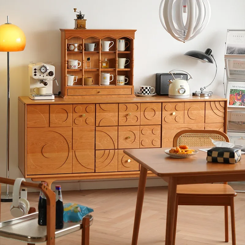 Retro solid wood cherry wood bucket cabinet, bedroom storage side cabinet