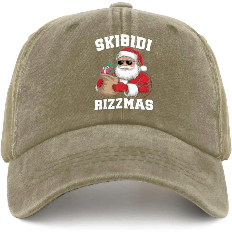 Christmas Skibidi Rizzmas Hat for Men Baseball Caps Aesthetic Washed Hiking Hats Breathable