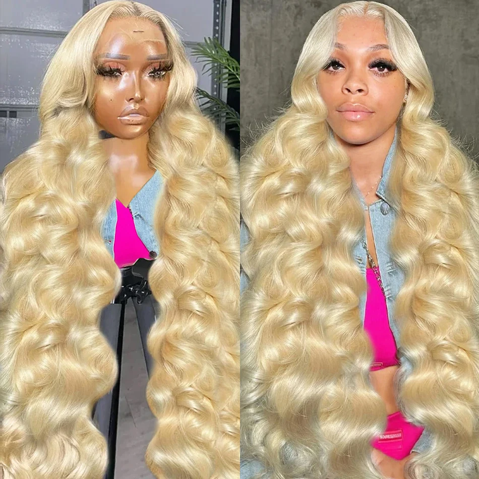 Perruque Lace Front Wig Body Wave Brésilienne Naturelle, Cheveux Humains, Couleur Blond Miel 613, 13x6, 13x4, Transparent HD, pour Femme