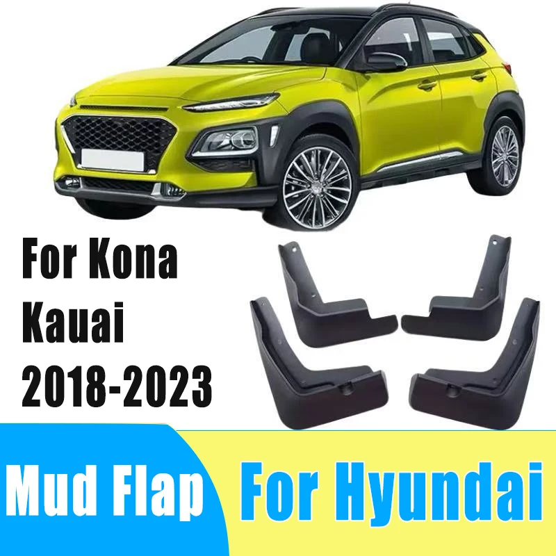 

4pcs Auto Tire Mudguard Waterproof Prevent Mud Splashing Car Mud Flap Fender Trim Accessory For Hyundai Kona Kauai 2018-2023
