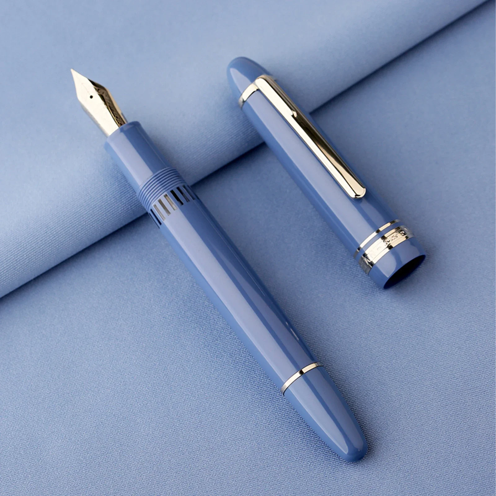 Moonman P136 Fountain pen light blue with metal copper piston inking EF F Nibs office smooth writing pens Stationery supplies