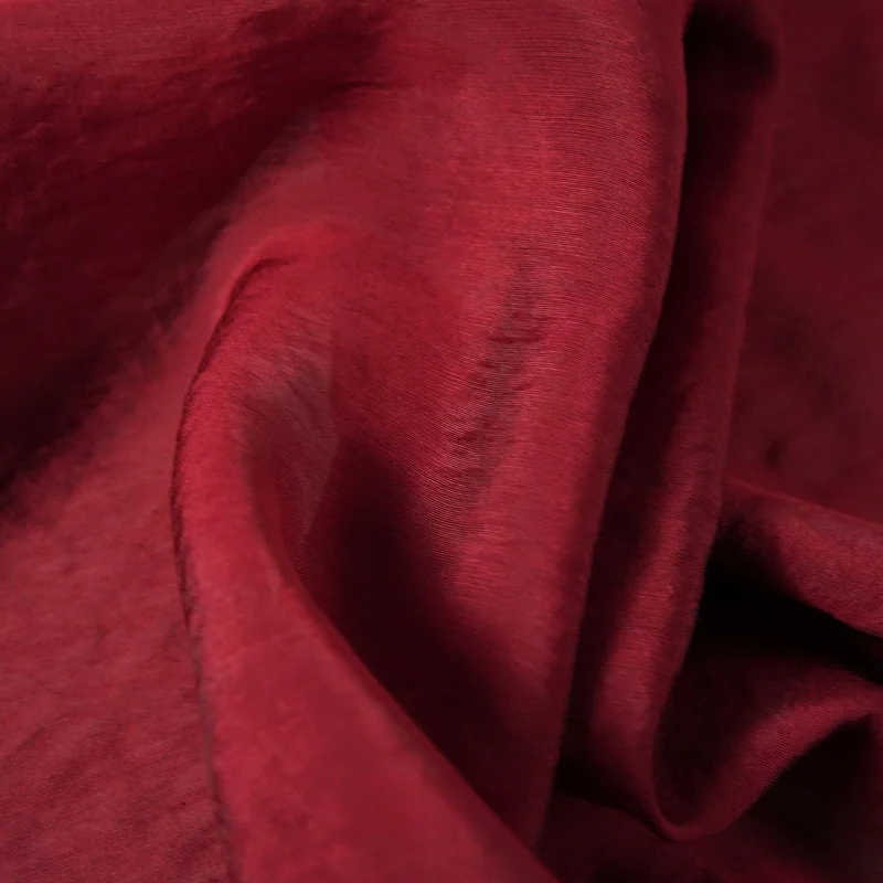 Skin-friendly semi-transparent dark red pearlescent Tencel linen fabric dress Handmade Hanfu shirtDIYCloth