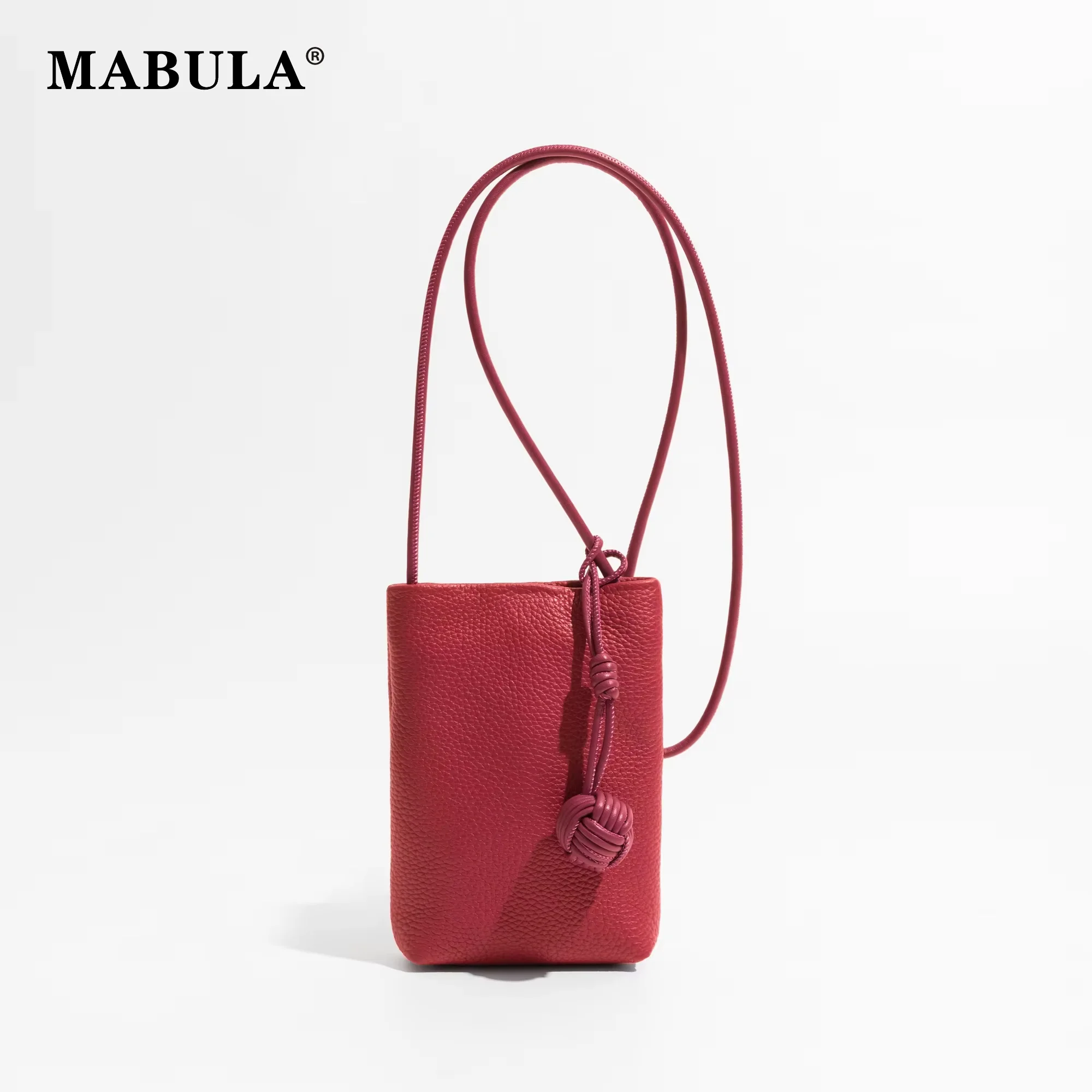 

MABULA Genuine Leather Phone Crossbody Bag For Woman Simple Casual Fashion Ladies Shoulder Purse Lightweight Soft Lady Tote Bag