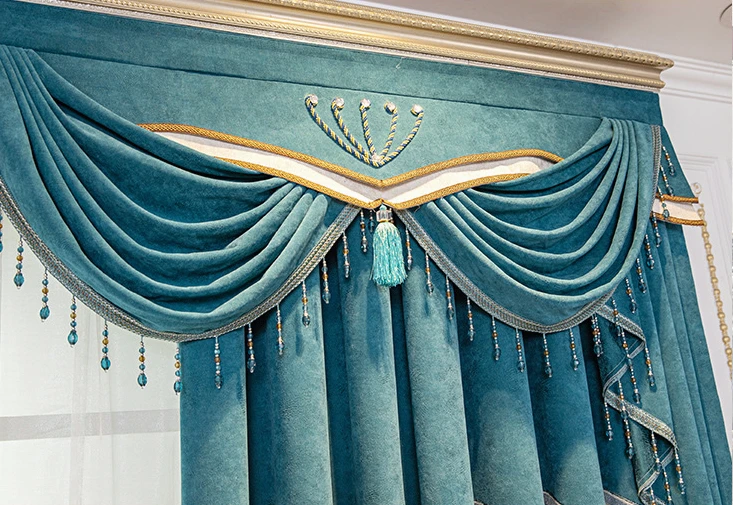 Grüne Vorhänge im europäischen Stil für Wohnzimmer, Schlafzimmer, Esszimmer, Chenille, hohle Stickerei, luxuriöse Fenstervorhänge, Schattierung, individuelle Größe – Detail 4