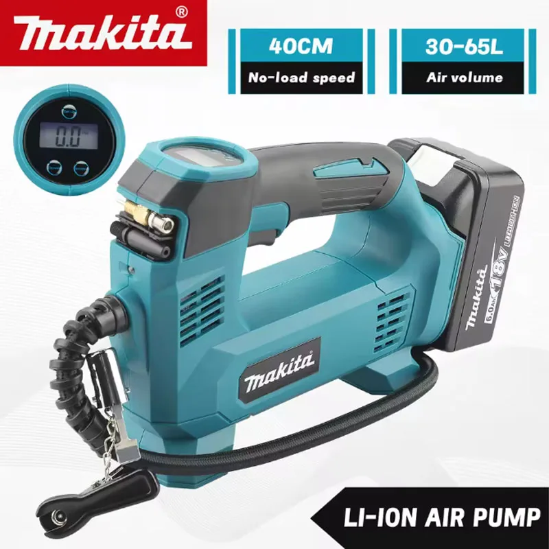 Makita 18V Cordless Portable Air Pump - Electric Inflator for Car Tyres, Balls, Etc. Compact Air Compressor for Fast Inflation