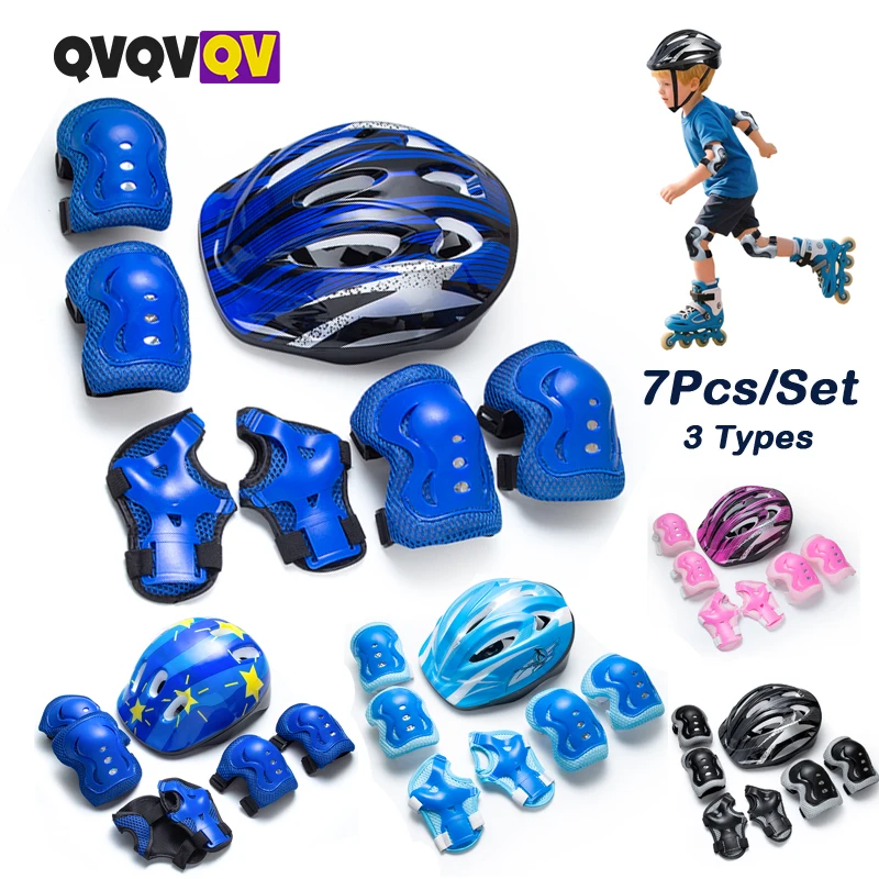 7PCS Kids Roller Skating Protective Gear Set - Multi-Sport Helmet with Knee Pads, Elbow Pads & Wrist Guards for Boys Girls