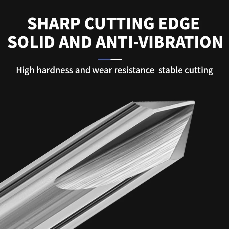 90 Degree Chamfering Milling Cutter, 55HRC High Hardness 3 Flute Straight Groove Coated Carbide Mill for Aluminum CNC Edge Trimm