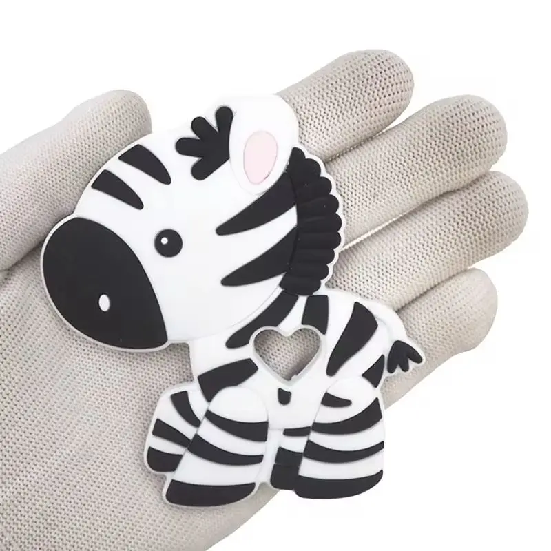 Chenkai 10pcs Silicone Zebra Teethers BPA Free DIY Baby Chewing Pendant Nursing Sensory Teething Pacifier Dummy Jewelry Toys