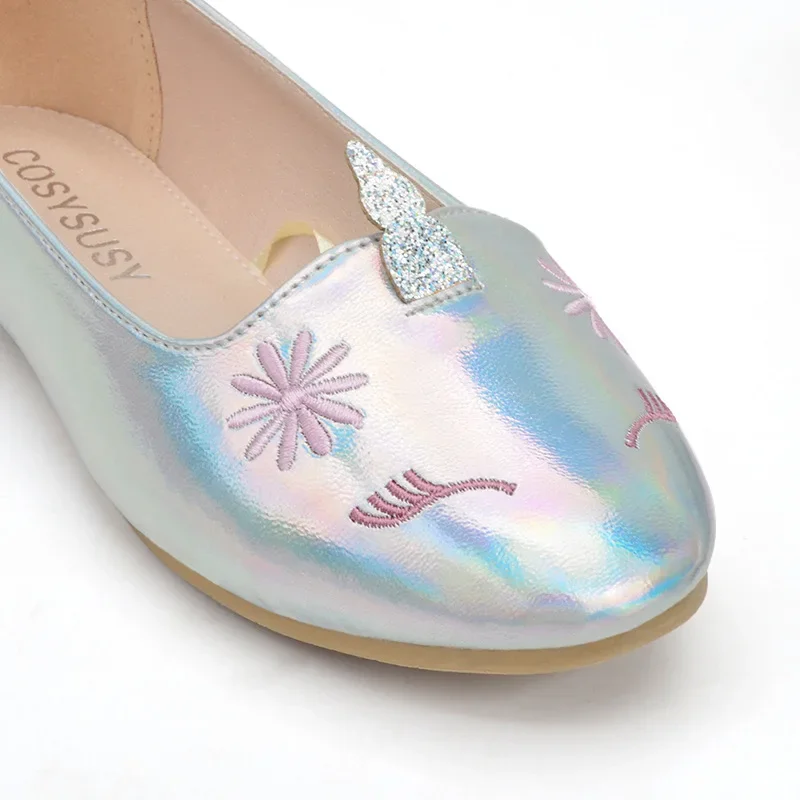 Girls Unicorn Leather Shoes Children Flats Loafers Shoes Fashion Kids Princess Shoes for Party Wedding Simple Soft Spring Autumn