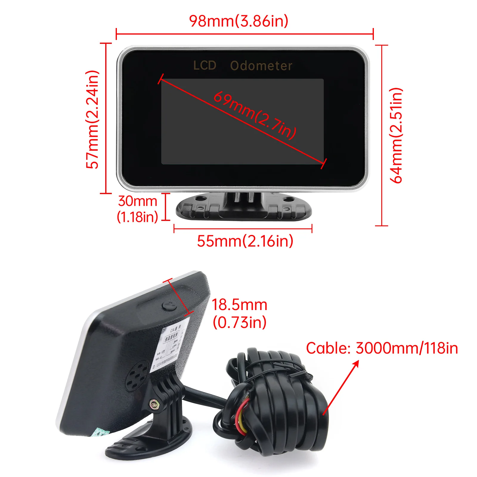 عداد السرعة الرقمي مع إنذار للسيارة ، 2 في 1 ، مقياس السرعة ، عداد المسافات ، المقياس ، شاشات الكريستال السائل ، لوحة العدادات ، شاحنة ، 12 فولت ، 24 فولت #3