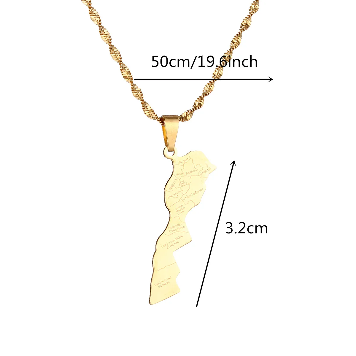 Morocco Map With City Pendant Necklace Stainless Steel Female Choker Jewelry
