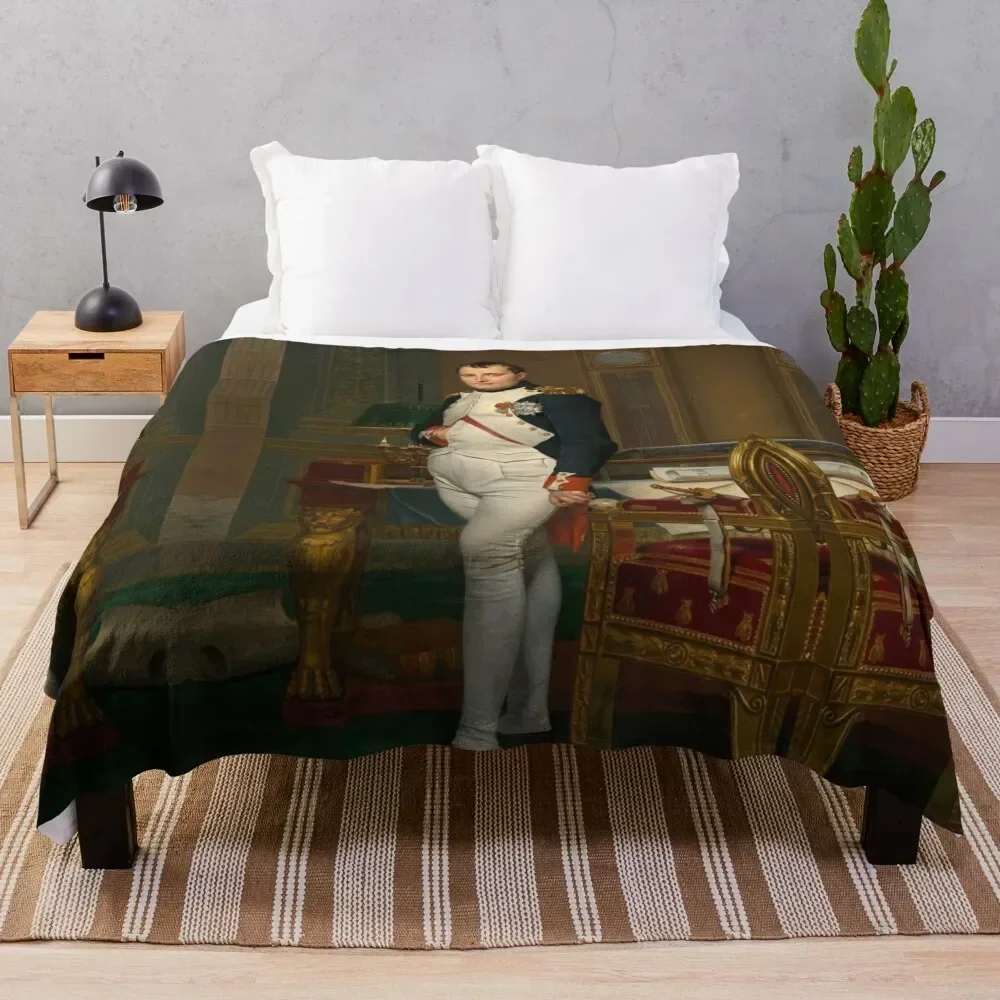 

The Emperor Napoleon in His Study by Jacques-Louis David Throw Blanket Breathable Lightweight Blanket for Adults Kids