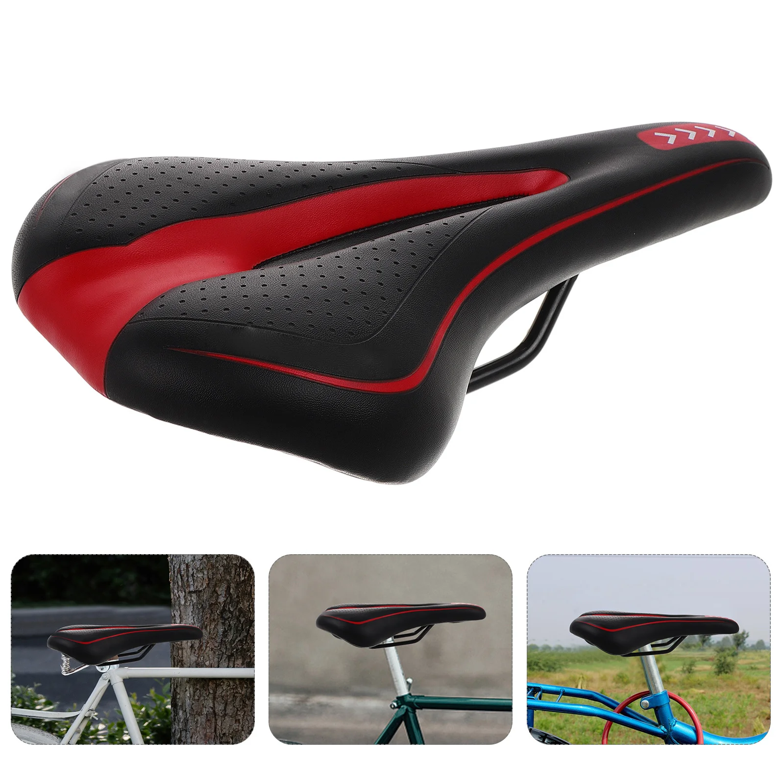 Bike Saddle Road Comfortable Hollow Design Shockproof Firmness Cycling Seat Cushion Pad Black Red Bike Saddle
